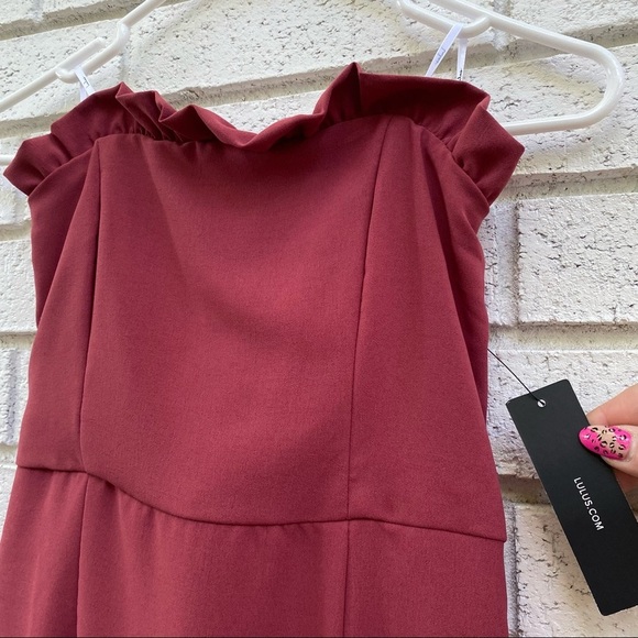 Lulus | Strapless Ruffled Mini Dress Medium - Picture 3 of 6